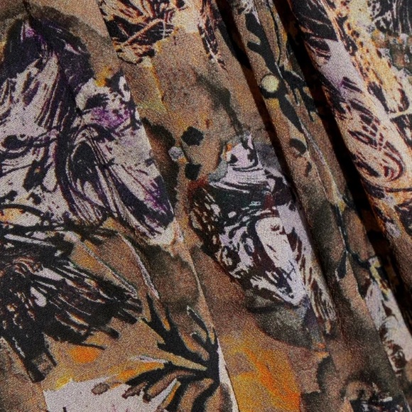 IRO gathered printed crepe de chine midi skirt - Picture 4 of 5